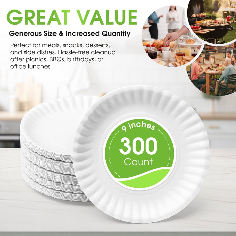Perfectware 9 Inch White Paper Plates 300ct - Image 2